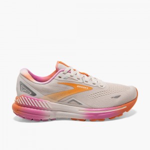 Brooks Adrenaline GTS 23 Stabila Löparskor Dam Vita Bruna Fuchsia | JBIMF-1583