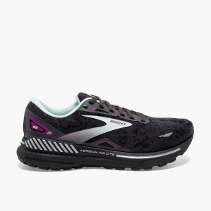 Brooks Adrenaline GTS 23 Stabila Löparskor Dam Svarta Ljusblå Lila | NFPSO-1643