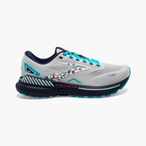 Brooks Adrenaline GTS 23 Stabila Löparskor Herr Grå Blå Röda | UTQOB-5938
