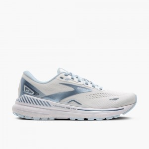 Brooks Adrenaline GTS 23 Stabila Löparskor Dam Vita Blå | XMOEZ-5608