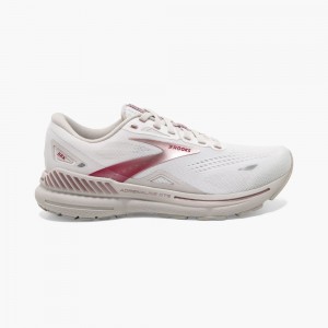 Brooks Adrenaline GTS 23 Stabila Löparskor Dam Vita Grå Rosa Guld | DRMPO-5670