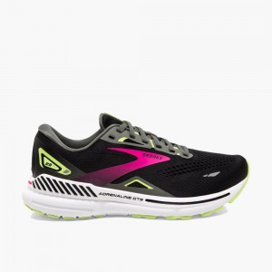 Brooks Adrenaline GTS 23 Stabila Löparskor Dam Svarta Grå Gröna | FENPU-6842