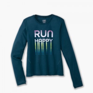 Brooks Distance Long Sleeve 3.0 Blast Dam Htr Ocean Drive/RH | SMHWX-2673