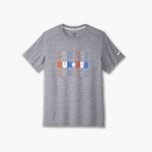 Brooks Distance Short Sleeve 3.0 Blast Herr Grå | XEUYG-4529