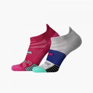 Brooks Ghost Lite No Show 2-Pack Strumpor Dam Rosa Ljusblå Ljusgrå Ljusblå | RCIWU-8492
