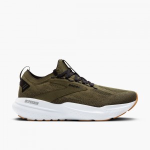 Brooks Glycerin StealthFit 21 Stabila Löparskor Herr Gröna Svarta Vita | QMDLC-4513