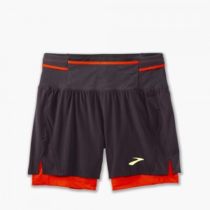 Brooks High Point 5 2-in-1 Short 2.0 Shorts Herr Grå Rosa | TOWIJ-7190